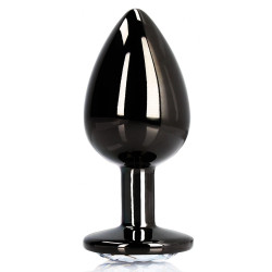 Ouch! Bijou anal Round Gem L 8 x 4cm Noir-Transparent